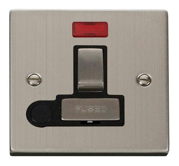 Click Deco Stainless Steel Switched Fused Spur with Neon and Flex Outlet VPSS552BK