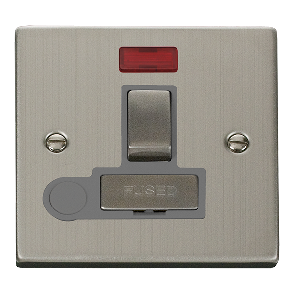 Click Deco Stainless Steel Switched Fused Spur with Neon and Flex Outlet VPSS552GY