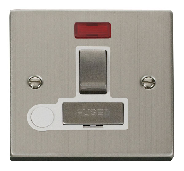 Click Deco Stainless Steel Switched Fused Spur with Neon and Flex Outlet VPSS552WH
