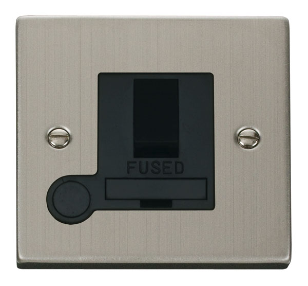 Click Deco Stainless Steel Switched Fused Spur with Flex Outlet VPSS051BK