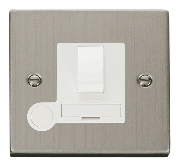 Click Deco Stainless Steel Switched Fused Spur with Flex Outlet VPSS051WH