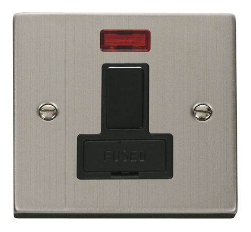Click Deco Stainless Steel Switched Fused Spur with Neon VPSS652BK