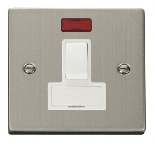 Click Deco Stainless Steel Switched Fused Spur with Neon VPSS652WH