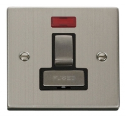 Click Deco Stainless Steel Switched Fused Spur with Neon VPSS752BK