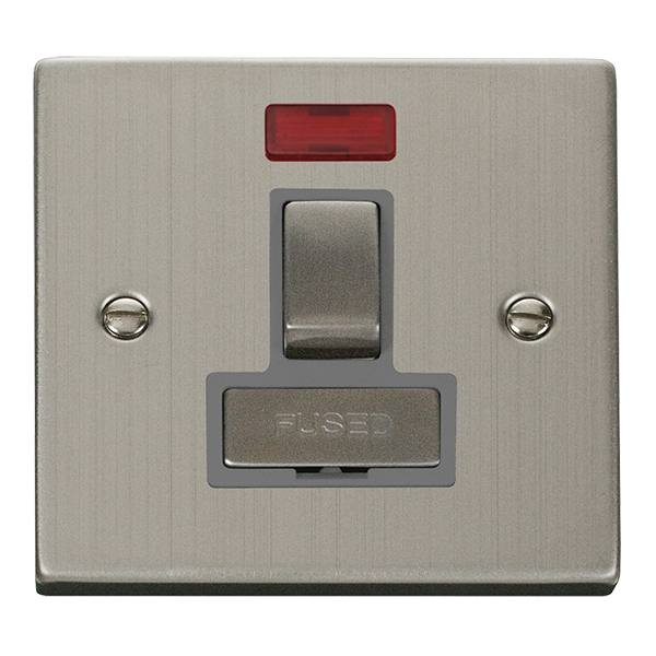 Click Deco Stainless Steel Switched Fused Spur with Neon VPSS752GY