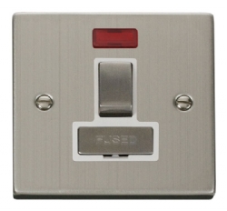 Click Deco Stainless Steel Switched Fused Spur with Neon VPSS752WH