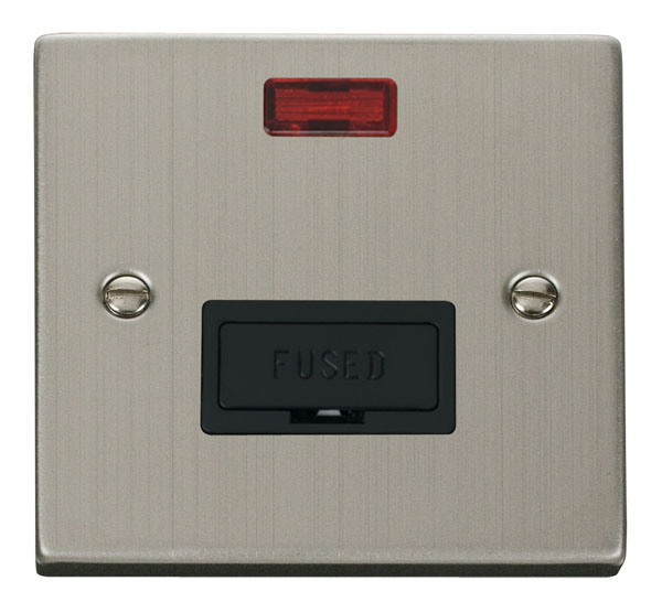 Click Deco Stainless Steel Unswitched Fused Spur with Neon VPSS653BK
