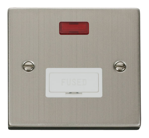 Click Deco Stainless Steel Unswitched Fused Spur with Neon VPSS653WH