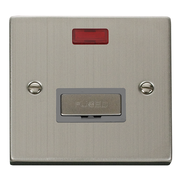 Click Deco Stainless Steel Unswitched Fused Spur with Neon VPSS753GY
