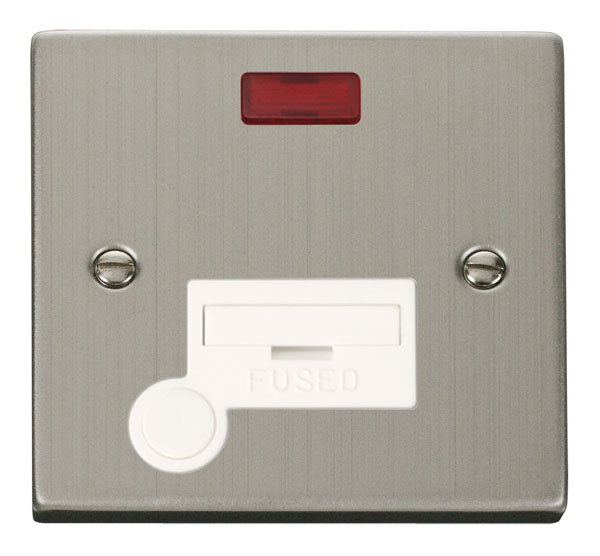Click Deco Stainless Steel Unswitched Fused Spur with Neon and Flex Outlet VPSS053WH