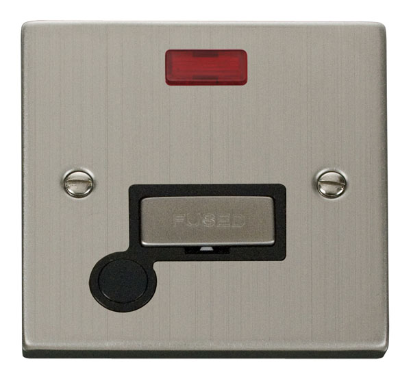 Click Deco Stainless Steel Unswitched Fused Spur with Neon and Flex Outlet VPSS553BK