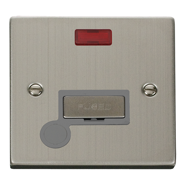 Click Deco Stainless Steel Unswitched Fused Spur with Neon and Flex Outlet VPSS553GY