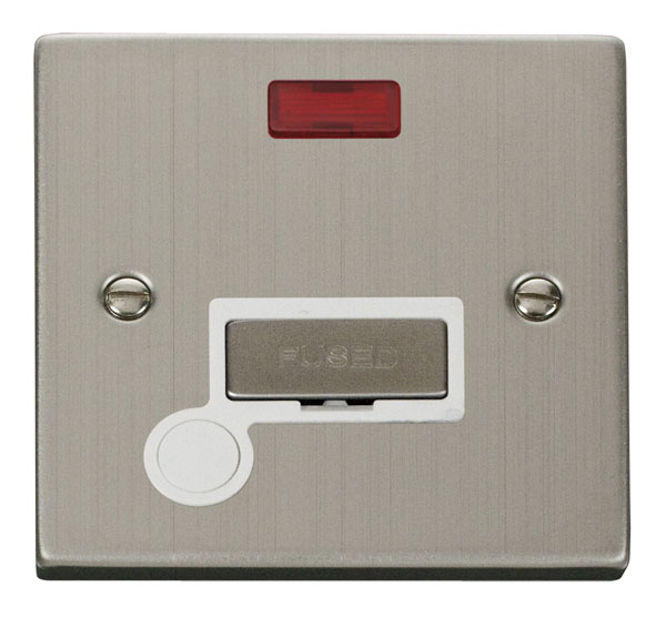 Click Deco Stainless Steel Unswitched Fused Spur with Neon and Flex Outlet VPSS553WH
