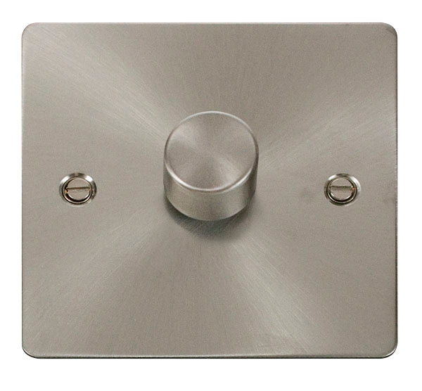 Click Define Brushed Steel 1 Gang 2 Way 100W LED Dimmer Switch FPBS161
