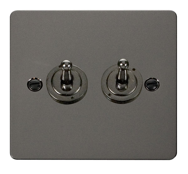 Click Define Black Nickel 2 Gang 2 Way Toggle Switch FPBN422