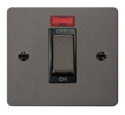Click Define Black Nickel 45A Double Pole Switch Neon FPBN501BK