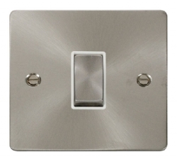 Click Define Brushed Steel 1 Gang 2 Way Switch FPBS411WH