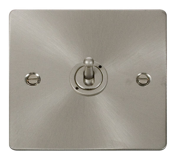 Click Define Brushed Steel 1 Gang 2 Way Toggle Switch FPBS421