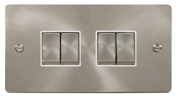 Click Define Brushed Steel 4 Gang 2 Way Switch FPBS414WH