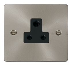Click Define Brushed Steel 5A Single Round Pin Socket FPBS038BK