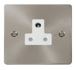 Click Define Brushed Steel 5A Single Round Pin Socket FPBS038WH