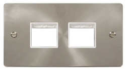 Click Define Brushed Steel Double Plate 4 Gang Aper FPBS404WH