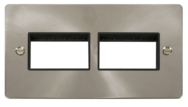 Click Define Brushed Steel Double Plate 6 Gang Aperture FPBS406BK