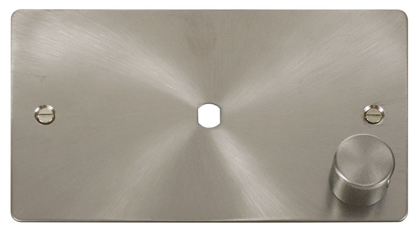 Click Define Brushed Steel Single Dimmer Plate 1000W Max FPBS185