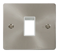 Click Define Brushed Steel Single Plate 1 Gang Aperture FPBS401WH