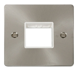 Click Define Brushed Steel Single Plate 2 Gang Aperture FPBS402WH