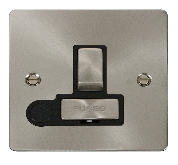 Click Define Brushed Steel Switched Fused Spur with Flex Outlet FPBS551BK