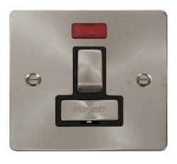 Click Define Brushed Steel Switched Fused Spur with Neon FPBS752BK