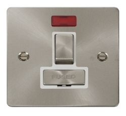 Click Define Brushed Steel Switched Fused Spur with Neon FPBS752WH
