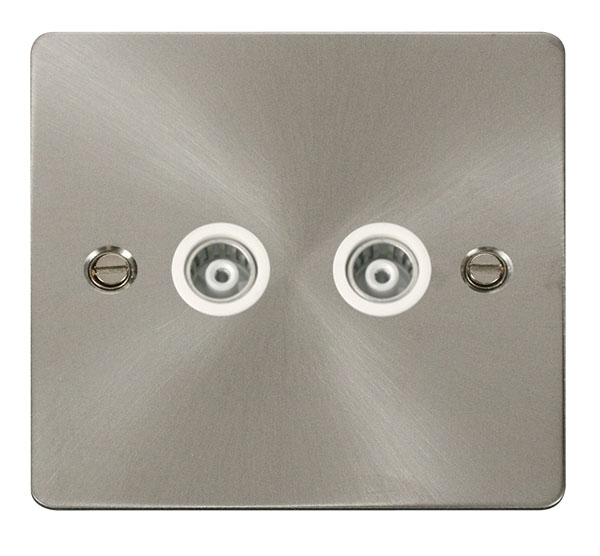 Click Define Brushed Steel Twin Isolated Coaxial Point FPBS159WH