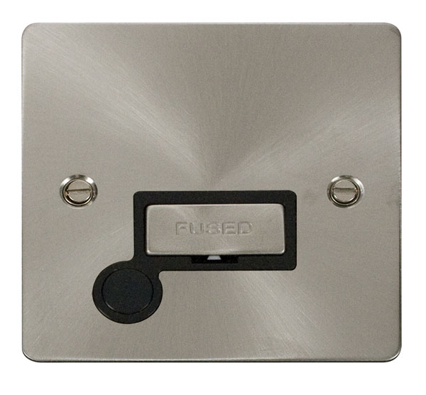 Click Define Brushed Steel Unswitched Fused Spur with Flex Outlet FPBS550BK