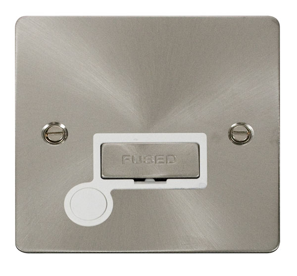 Click Define Brushed Steel Unswitched Fused Spur with Flex Outlet FPBS550WH