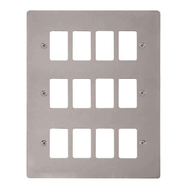 Click Define Pearl Nickel 12 Gang Grid Pro Front Plate FPPN20512