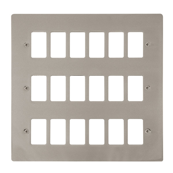 Click Define Pearl Nickel 18 Gang Grid Pro Front Plate FPPN20518