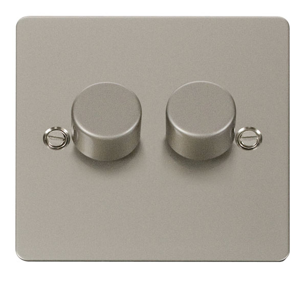 Click Define Pearl Nickel 2 Gang 2 Way Dimmer Switch FPPN152