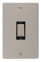 Click Define Pearl Nickel 2 Gang 45A Vertical Double Pole Switch FPPN502BK