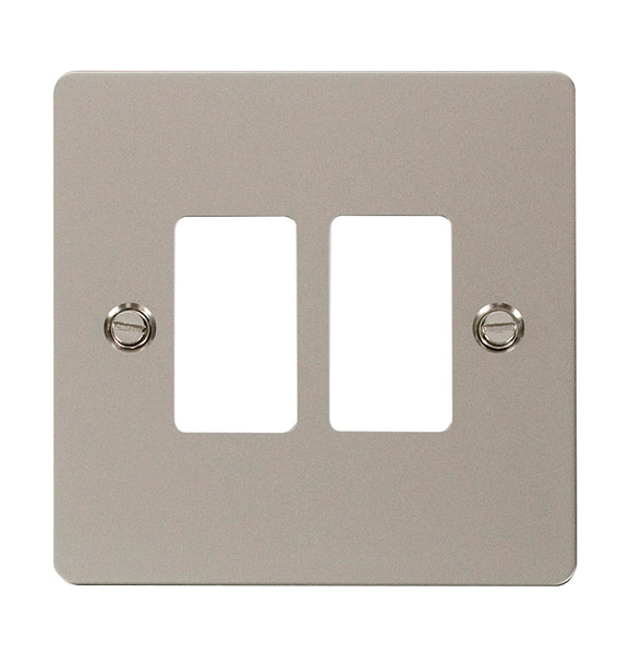Click Define Pearl Nickel 2 Gang Grid Pro Front Plate FPPN20402