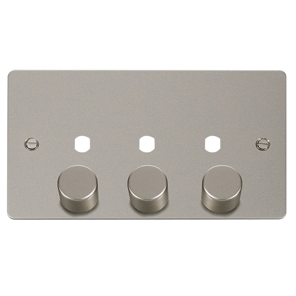 Click Define Pearl Nickel 3 Gang Empty Dimmer Plate FPPN153PL