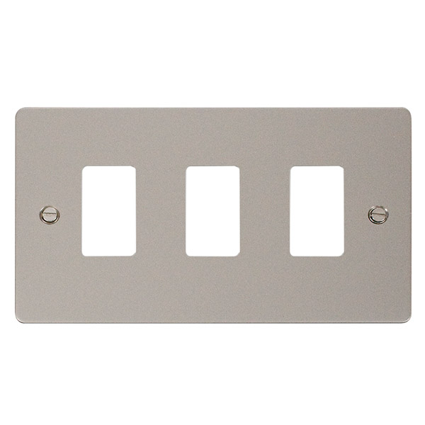 Click Define Pearl Nickel 3 Gang Grid Pro Front Plate FPPN20403
