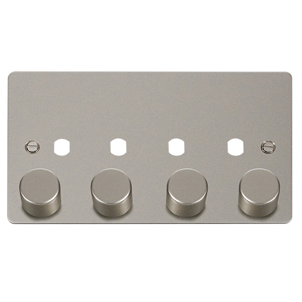Click Define Pearl Nickel 4 Gang Empty Dimmer Plate FPPN154PL