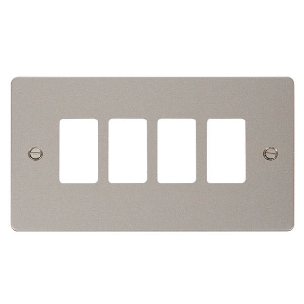 Click Define Pearl Nickel 4 Gang Grid Pro Front Plate FPPN20404