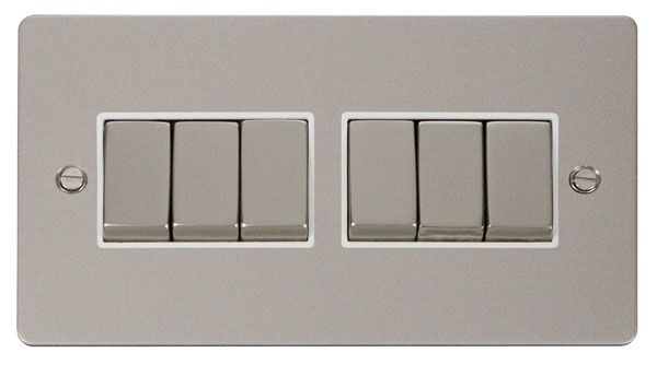 Click Define Pearl Nickel 6 Gang 2 Way Switch FPPN416WH