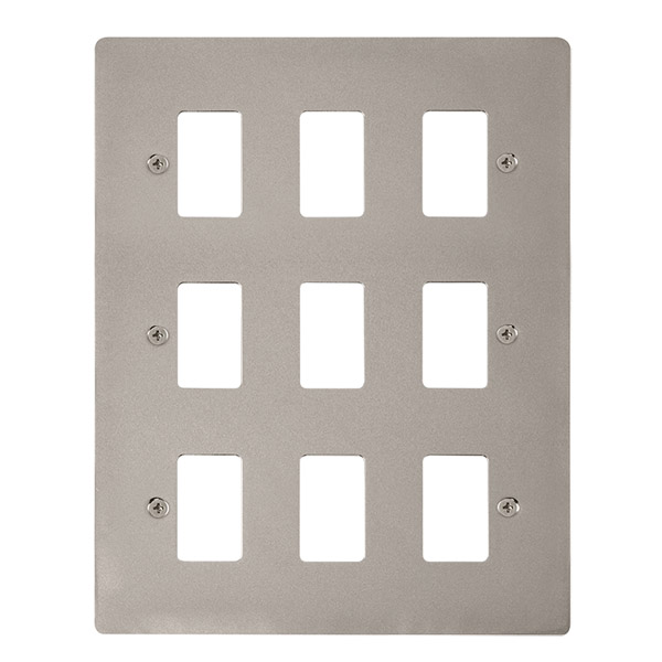 Click Define Pearl Nickel 9 Gang Grid Pro Front Plate FPPN20509