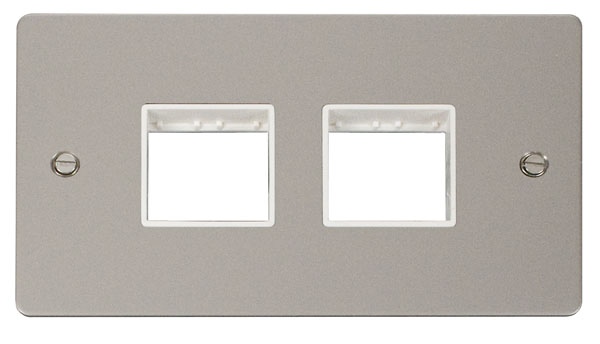 Click Define Pearl Nickel Double Plate 4 Gang Aperture FPPN404WH