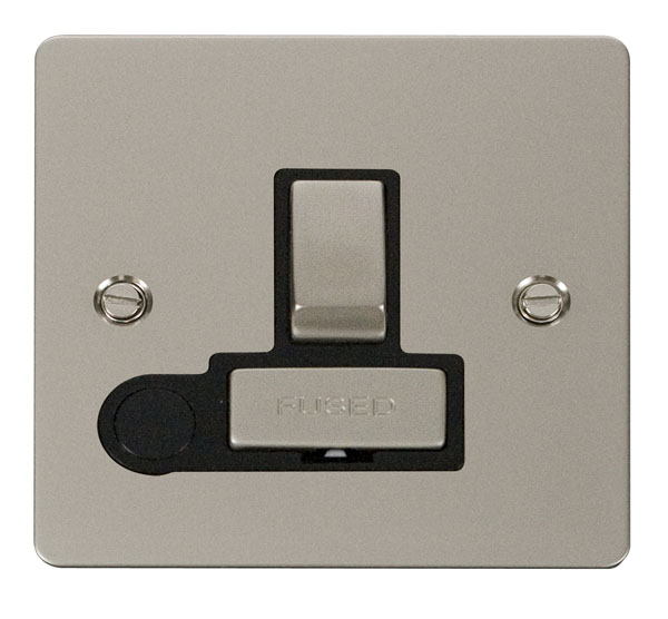 Click Define Pearl Nickel Switched Fused Spur with Flex Outlet FPPN551BK