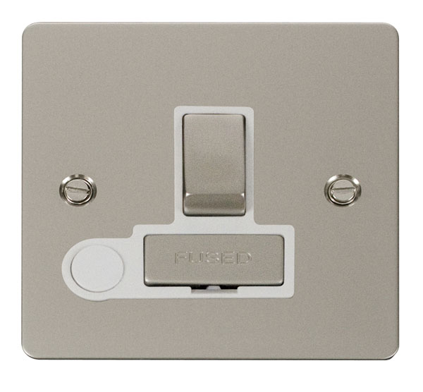 Click Define Pearl Nickel Switched Fused Spur with Flex Outlet FPPN551WH